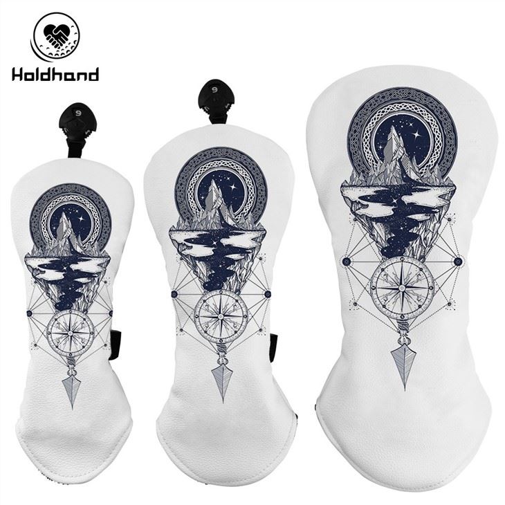 Geometric Patter Printed White Golf Head Cover Head Cover Customized